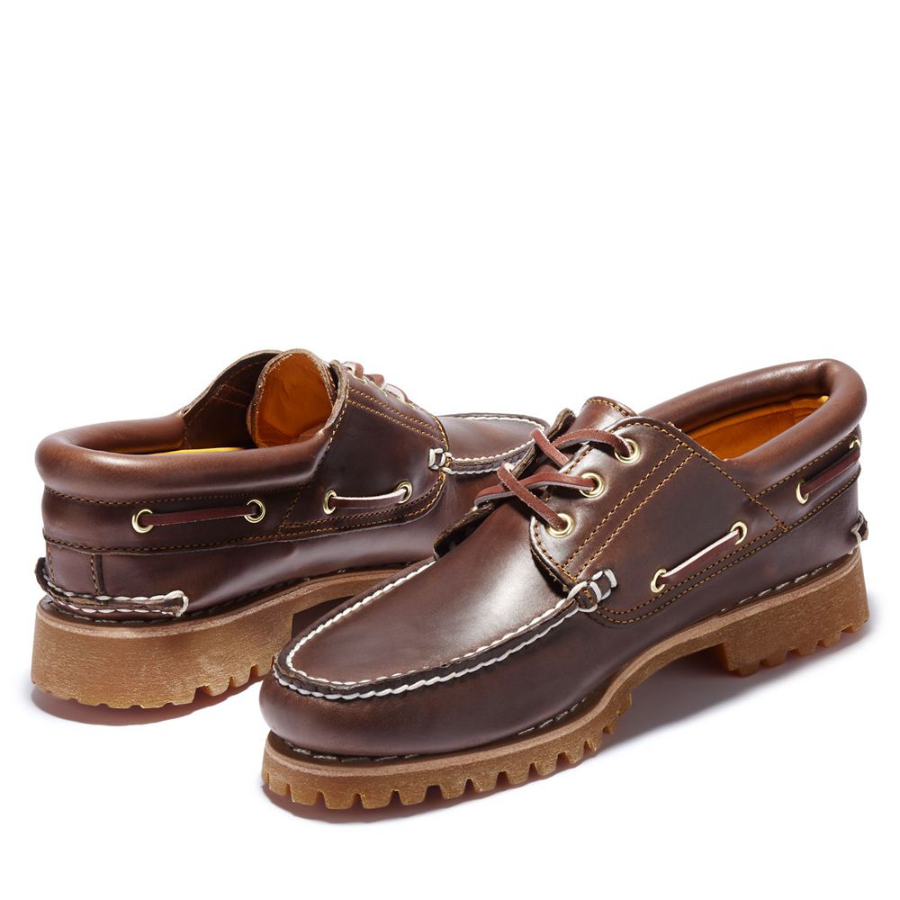 Timberland Mens Boat Shoes Icon 3-Eye Classic Handsewn Lug - Brown - India DV5489306